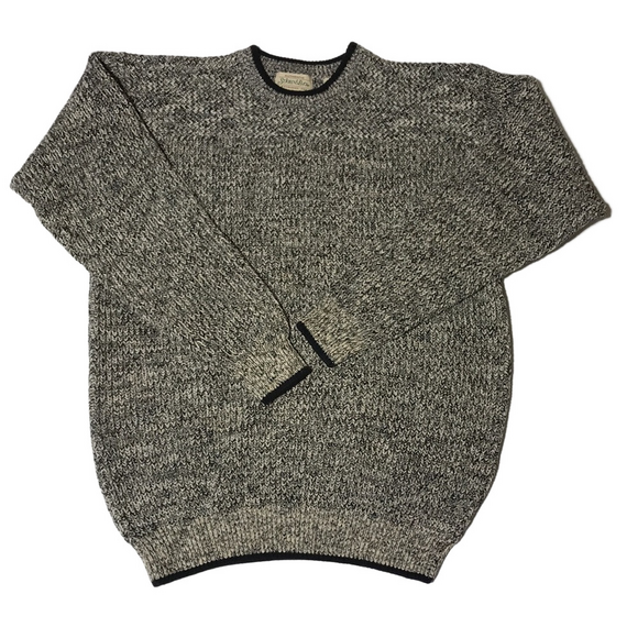 RETRO—ST. JOHN’S BAY—Chunky Grandpa Pullover Crewneck Black/White Sweater—Sz Lg - Picture 12 of 15